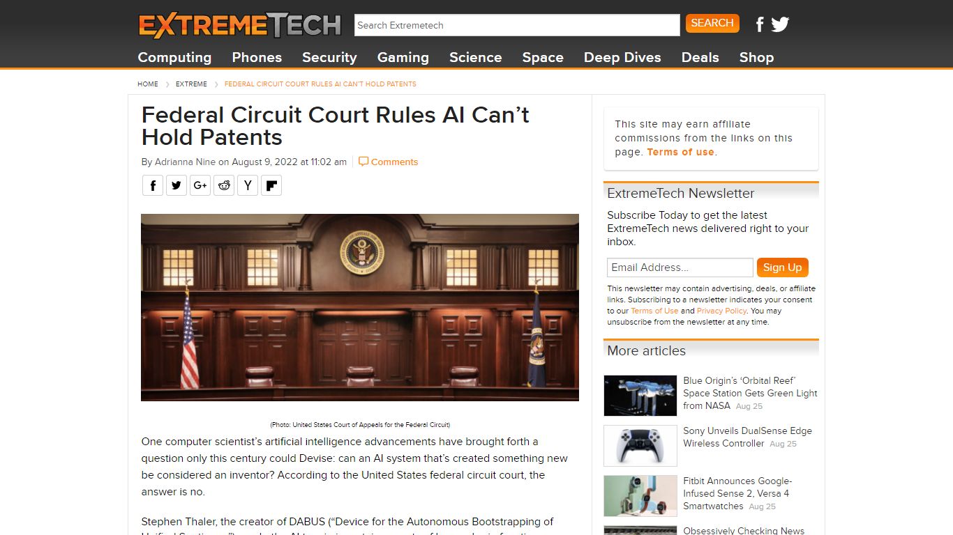 Federal Circuit Court Rules AI Can't Hold Patents - ExtremeTech