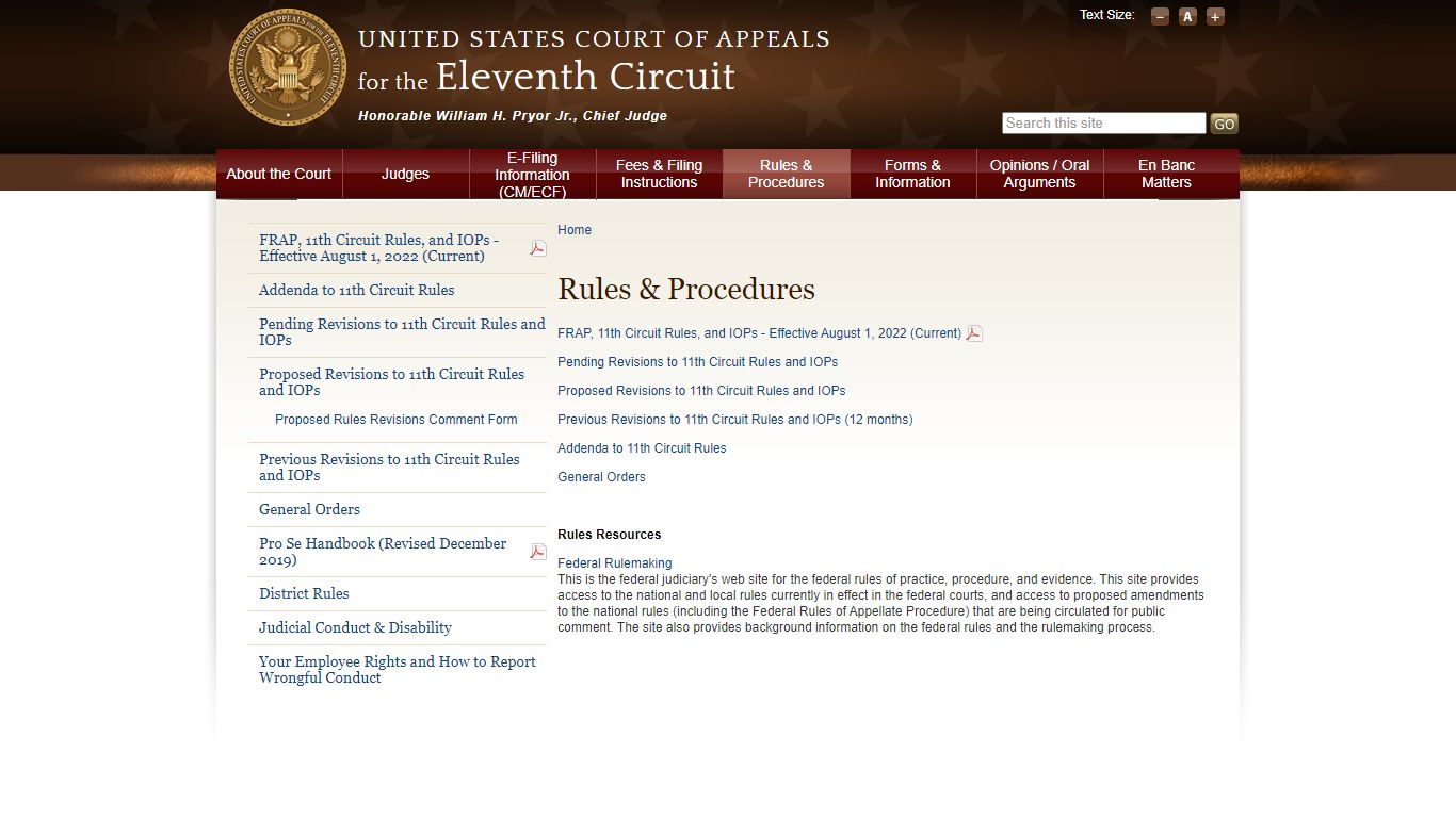 Rules & Procedures | Eleventh Circuit | United States Court of Appeals